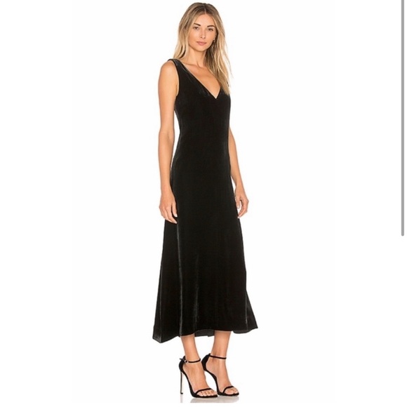 Theory Luxe Velvet Maxi Dress in Black. - Picture 2 of 6